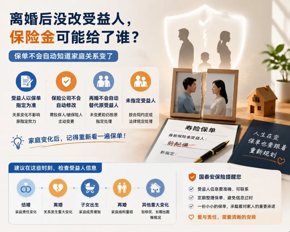 离婚后忘了改寿险受益人,多年后保险金该给谁?保单不会自动知道家庭关系变了(图1) 离婚后忘了改寿险受益人,多年后保险金该给谁?保单不会自动知道家庭关系变了(图1)
